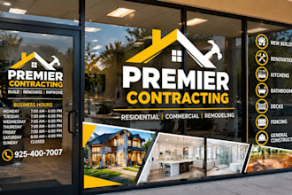 design salon storefront signage, window graphics and barbershop vinyl decals