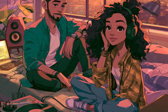 create a pop art style cartoon album cover with bold graphic punch