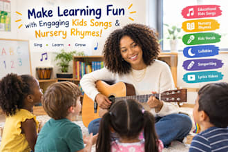 write and compose children songs sing and produce kids song children music