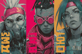 draw a highly detailed cyberpunk anime illustration