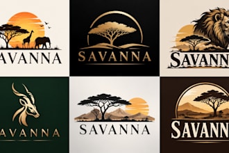 design a professional, safari, wildlife, african, nature, adventure savanna logo