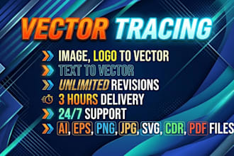 vector trace, recreate logo and convert image to vector cdr svg ai