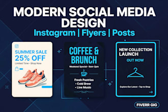 design 3 modern instagram posts and flyers