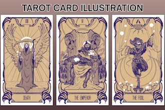 design custom art nouveau, vintage tarot card, spiritual tarot, oracle card deck
