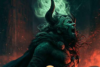create c fantasy spotify cover artwork with cinematic style