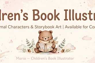 illustrate cute animal characters for childrens picture book