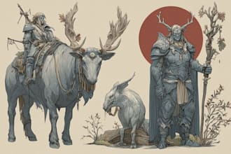 draw a fantasy character for dnd, pathfinder, etc