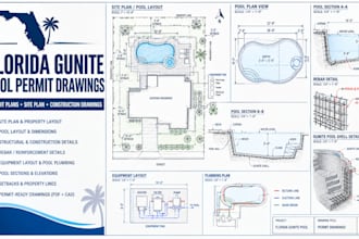 design florida gunite pool permit drawings, permit construction plans