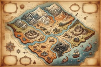 design a fictional world map