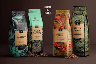 design premium coffee packaging, coffee bag and label design