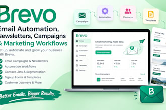 set up brevo email automation, newsletters, campaigns, and marketing workflows