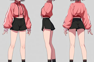 draw a character sheet or reference sheet design in anime