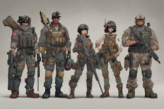 create military themed or tactical character illustration