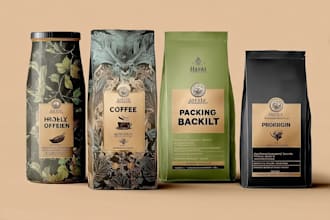 design coffee packaging coffee label stand up pouch doypack restaurant branding