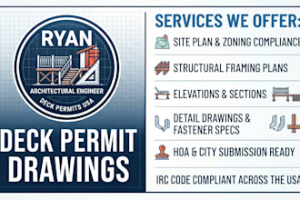 create structural deck permit drawings ready for USA city approval