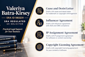 draft UK cease and desist letter for trademark or copyright infringement uk law