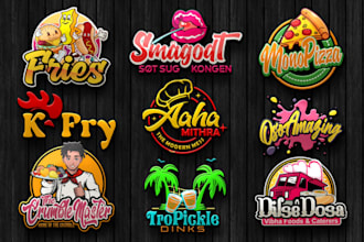 do restaurant, fastfood, food truck and 3d food logo design