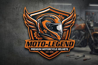 design creative helmet logo for motorcycle