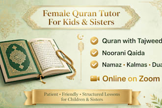 teach quran with tajweed for kids as female quran teacher