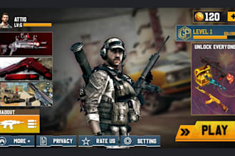 design unreal engine ui, unity game ui, game ui ux, huds, menus for console, PC