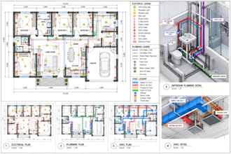 draw mep drawing, electrical plan, plumbing and hvac for city permit