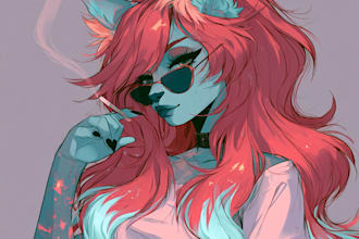 draw furry art, fursona, anthro, concept art high quality