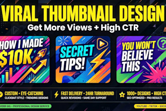 design viral eye catching youtube thumbnail in 2 hours