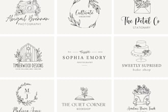 design a unique chic boho hand drawn logo for your brand
