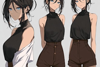 create anime character sheet and custom reference art