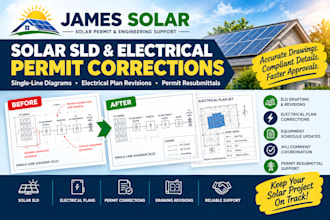 revise solar single line diagrams and electrical permit plans
