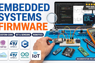 develop custom embedded firmware for esp32, stm32, and arduino