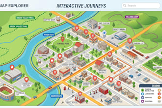 create interactive map for location, routes, pois and business navigation online