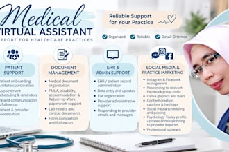 provide medical virtual assistant and social media support
