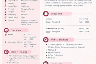 create a proffesional CV and resume and resume design for job application