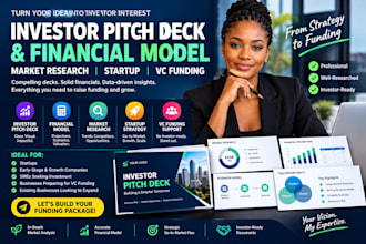 design investor pitch deck financial model market research startup vc funding
