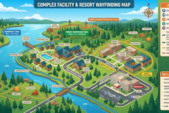 create wayfinding map for resorts, campuses, hospitals and complex facility gis