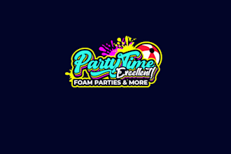 design a glowing foam party, neon event, and entertainment business logo