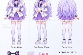 design an anime character reference sheet with ai