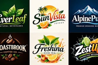 design a professional drink, juice, coffee, tea, refreshing drink beverage logo