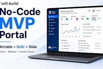 create no code mvp web app for client, member vendor portal with airtable, softr