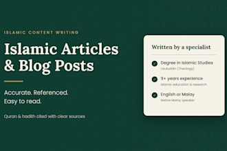 write well researched islamic articles posts with references