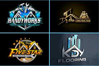 design unique roofing, home remodeling home repair logo