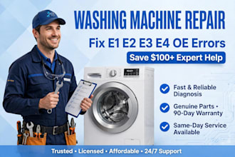 fix samsung lg washing machine e1 e2 e3 e4 error via video  call