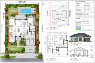 draw 2d site plan, plot plan for city permit architect floor plan and blueprint