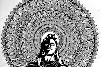 create unique indian devotional digital art, mandala art