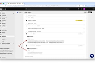 make and fix shopify filters, metafields, collections, navigation, matrixify