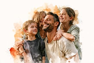 make watercolor family portrait