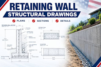 create retaining wall structural drawings, details and plans