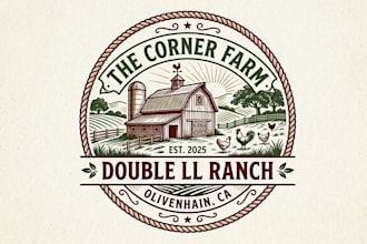 design vintage family farm, western, ranch logo for your