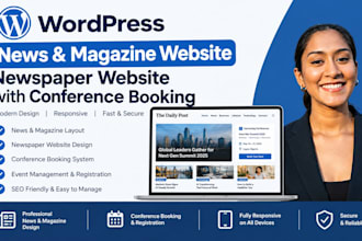 build news magazine website newspaper website with conference booking system